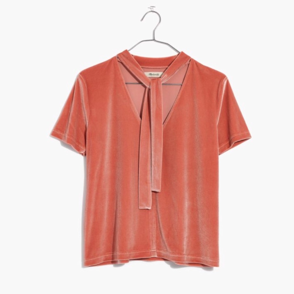 Madewell velvet tie neck top